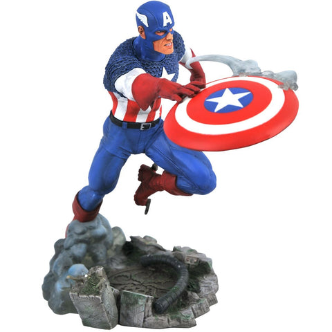 CAPTAIN AMERICA SOBRE ROCA CON UN PIE CON ESCUDO MARVEL GALLERY DIAMOND SELECT TOYS