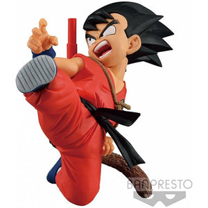 GOKU NINO CON TRAJE ROJO LANZANDO PATADA DRAGON BALL BANPRESTO