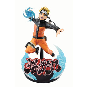 NARUTO SALTANDO Y LANZANDO UN RASENGAN CON NUBES Y LETRA DEBAJO NARUTO SHIPPUDEN BANPRESTO