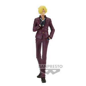 SANJI CON TRAJE ROJO Y MANO SOBRE CORBATA BLANCA ONE PIECE BANPRESTO