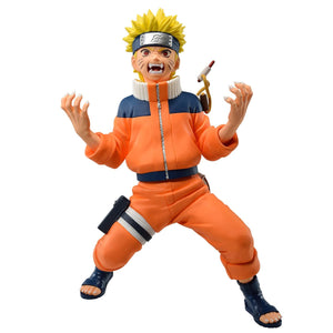 NARUTO CON COLMILLOS, OJOS ROJO Y MANOS HACIA ARRIBA NARUTO SHIPPUDEN BANPRESTO