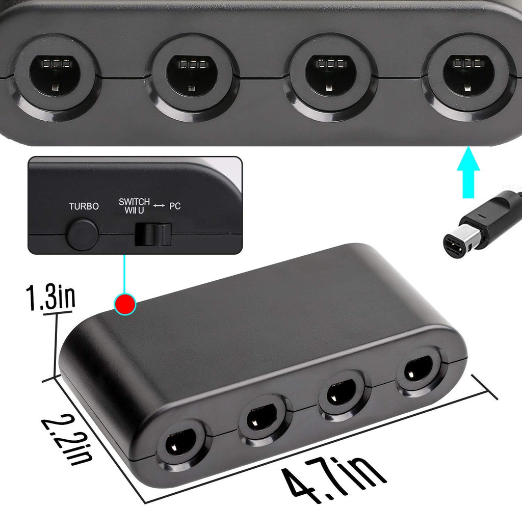 Adaptador CLOUDREAM para mando Gamecube, adaptador Super Smash Bros Switch  Gamecube para WII U, Switch y PC. Soporta funciones de turbo y vibración.  Sin controlador ni adaptador Lag & Gamecube